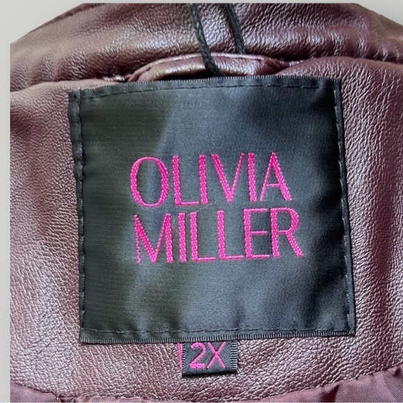 🌻NEW w.tag Olivia Miller Brown Vegan Asymmetrical Zip Moto Biker Jacket Size 2X - Picture 5 of 7